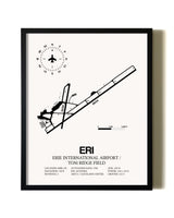 Framed Erie International Airport / Tom Ridge Field wall art poster in black frame