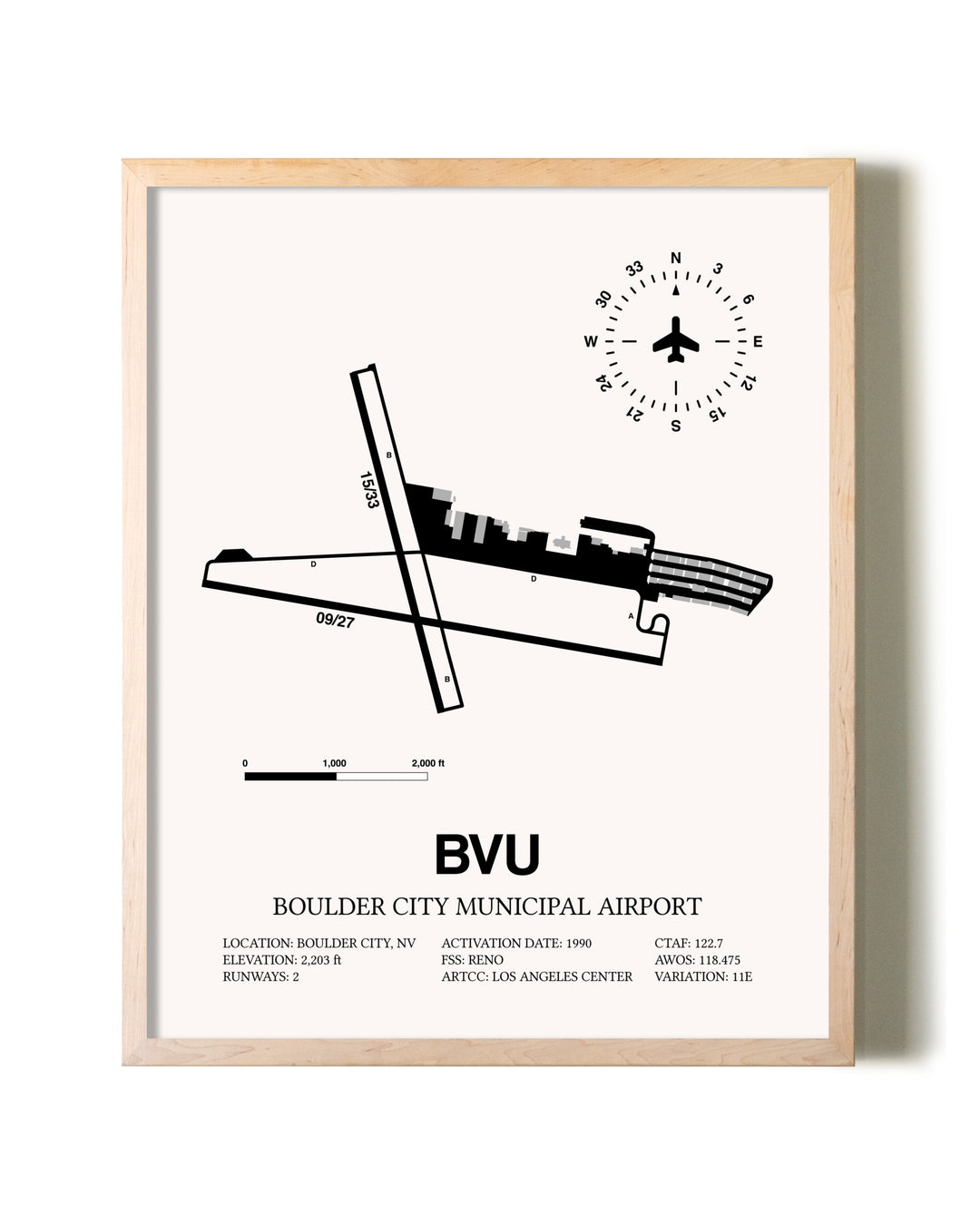 Boulder City Municipal Airport framed wall art in white frame