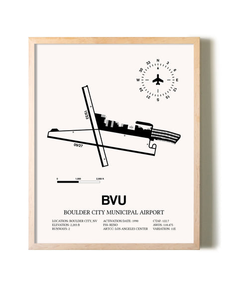 Boulder City Municipal Airport framed wall art in white frame