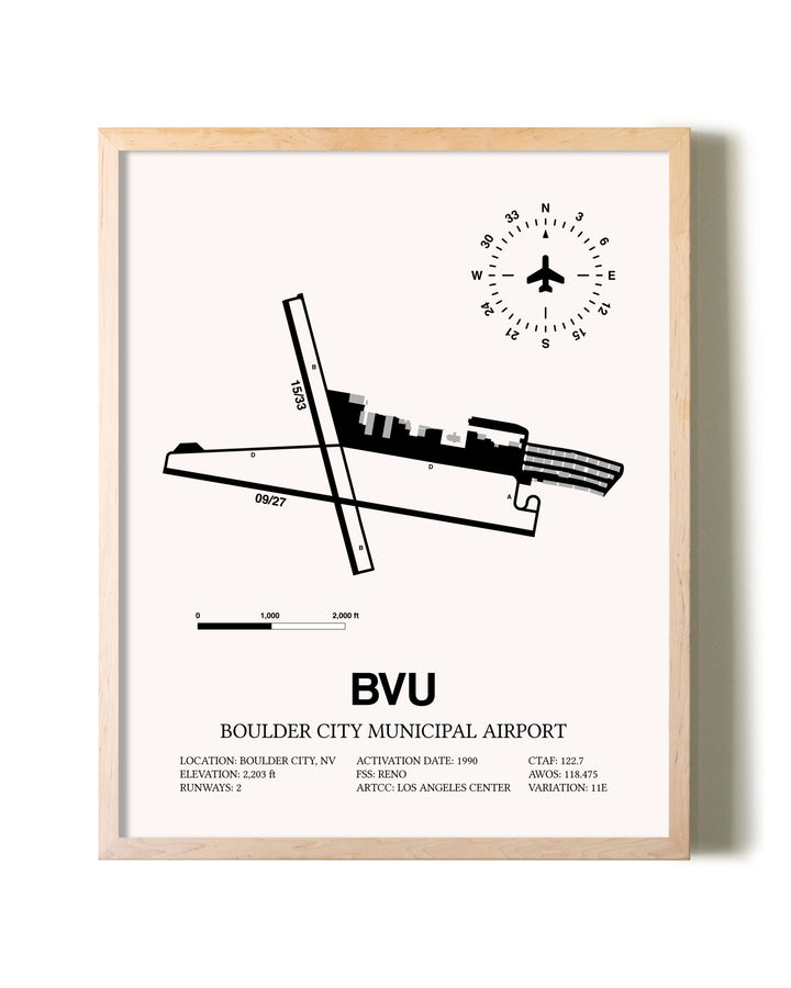 Boulder City Municipal Airport framed wall art in white frame