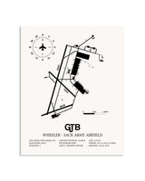 Gray Wheeler-Sack Army Airfield framed poster displayed in an airplane hangar