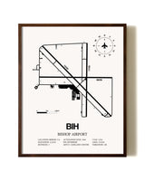 Bishop Airport aviation print in walnut frame