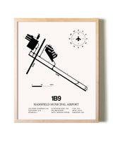 Mansfield Municipal Airport framed wall art in white frame