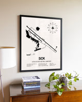 Stockton Metro Airport aviation wall décor in black wood frame