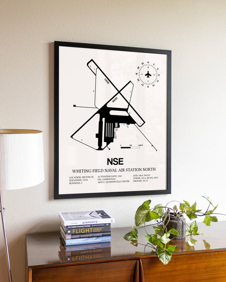 Whiting Field Naval Air Station North aviation wall décor in black wood frame