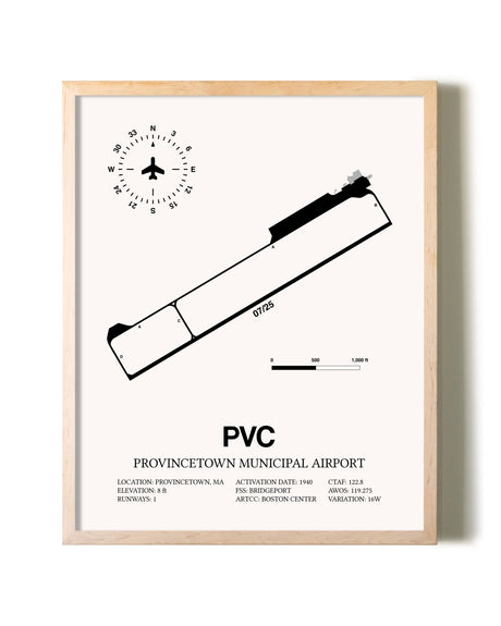 Provincetown Municipal Airport framed wall art in white frame