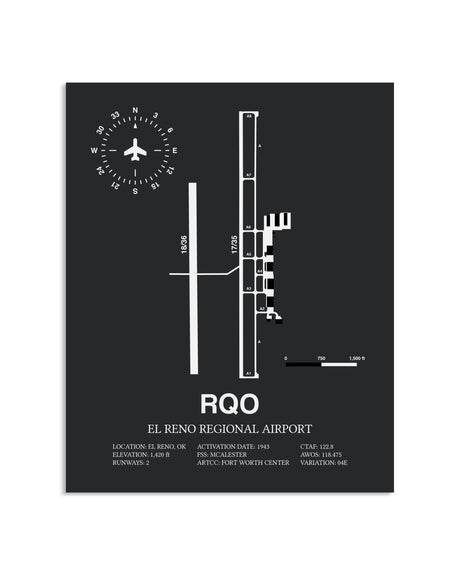 Gray Framed El Reno Regional Airport layout wall art poster