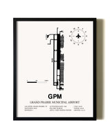 Framed Grand Prairie Municipal Airport wall art poster in black frame