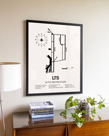 Altus Air Force Base aviation wall décor in black wood frame