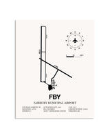 Gray Fairbury Municipal Airport framed poster displayed in an airplane hangar