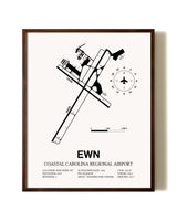 Coastal Carolina Regional Airport aviation print in walnut frame