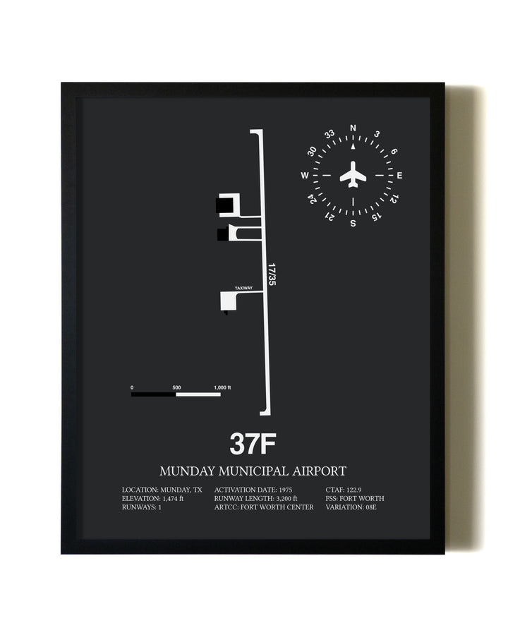 Unframed Munday Municipal Airport map print poster