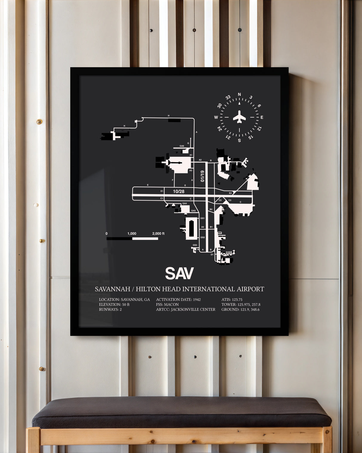 Frame color options for Savannah / Hilton Head International Airport Wall Art