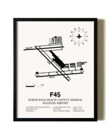Framed North Palm Beach County General Aviation Airport wall art poster in black frame