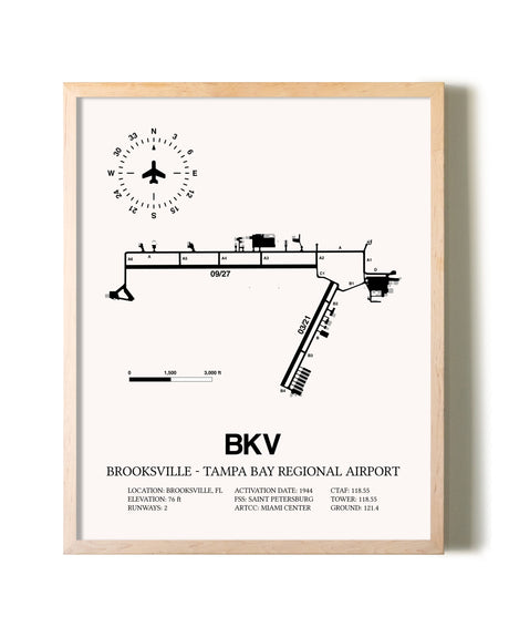 Brooksville-Tampa Bay Regional Airport framed wall art in white frame