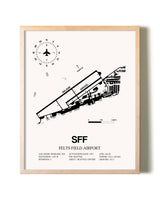 Felts Field Airport framed wall art in white frame