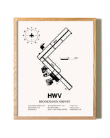Brookhaven Airport framed print in natural wood frame