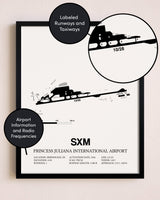 Framed Princess Juliana International Airport layout wall art poster