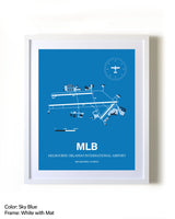 Melbourne Orlando International Airport framed wall art in white frame with mat