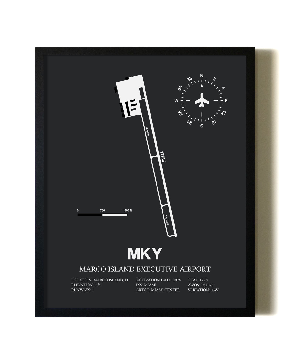 Unframed Marco Island Executive Airport map print poster