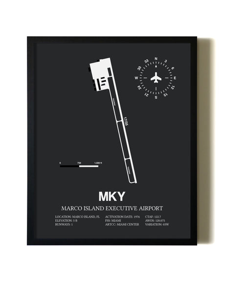 Unframed Marco Island Executive Airport map print poster