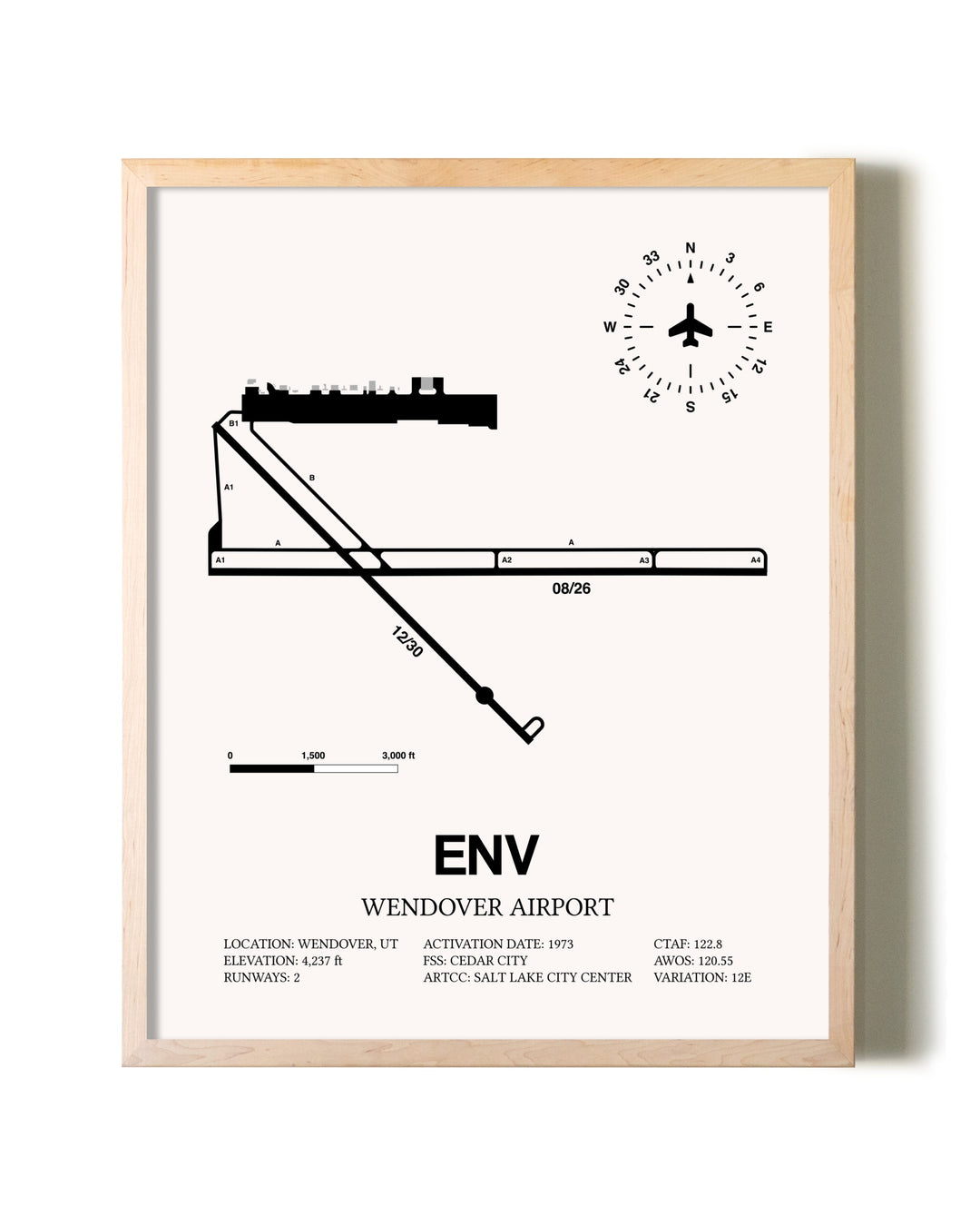 Wendover Airport framed wall art in white frame