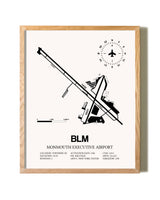 Monmouth Executive Airport framed print in natural wood frame