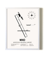 Monticello Regional Airport airport map poster in oak frame