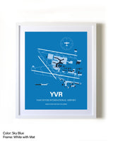 Vancouver International Airport framed wall art in white frame with mat