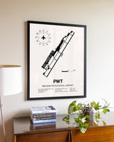 Bremerton National Airport aviation wall décor in black wood frame