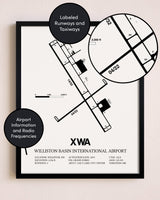 Framed Williston Basin International Airport layout wall art poster