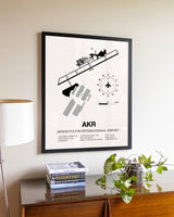 Akron Fulton International Airport aviation wall décor in black wood frame