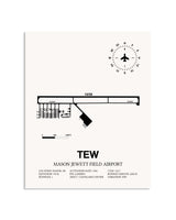 Gray Mason Jewett Field Airport framed poster displayed in an airplane hangar