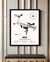 Dobbins ARB Airport framed poster displayed in an airplane hangar
