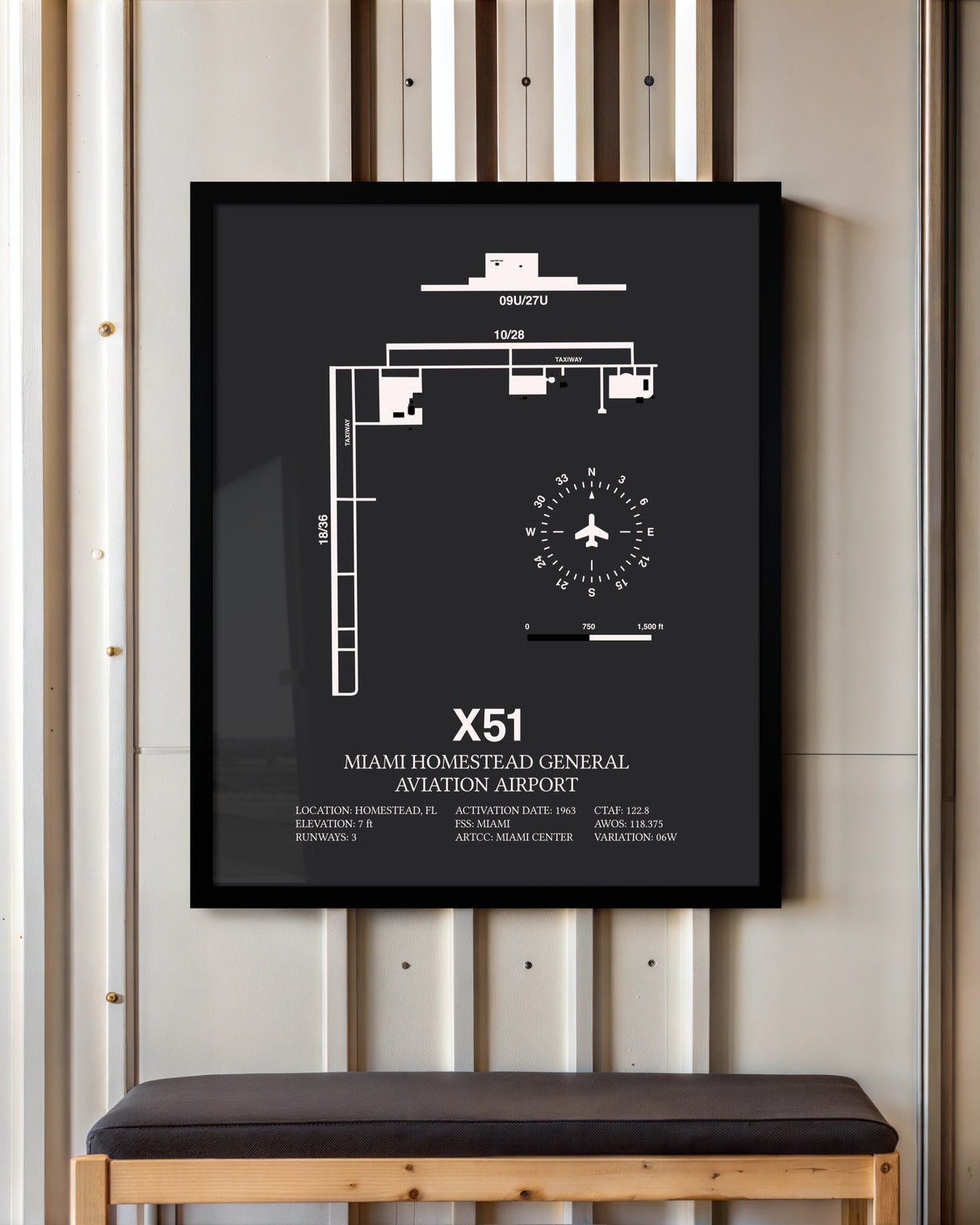 Frame color options for Miami Homestead General Aviation Airport Wall Art