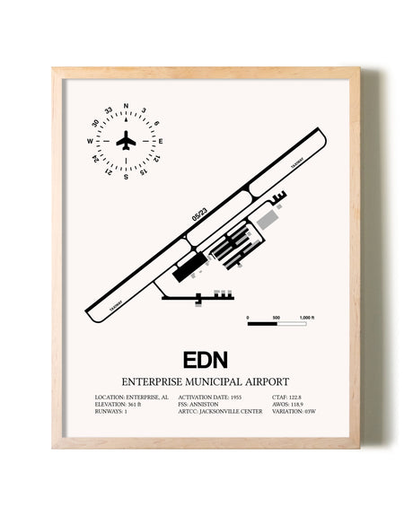 Enterprise Municipal Airport framed wall art in white frame