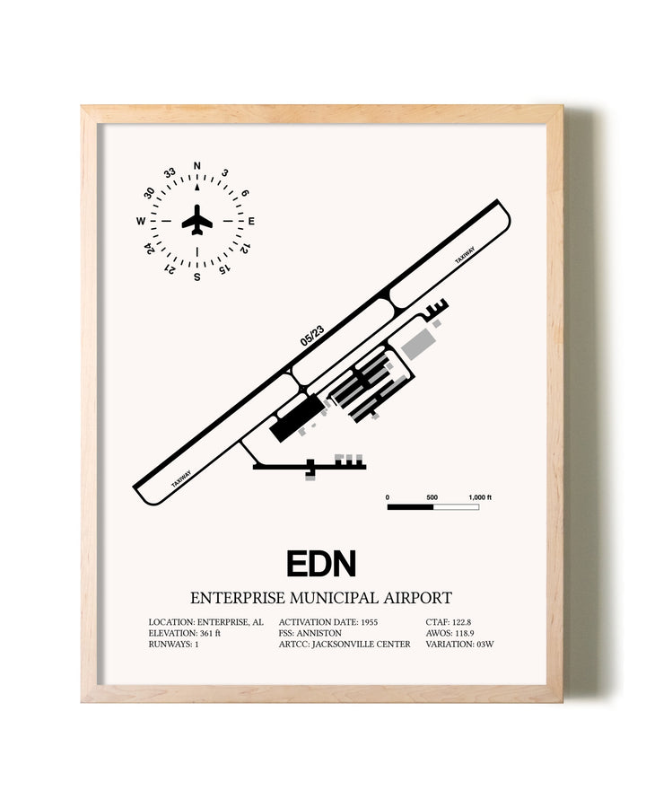 Enterprise Municipal Airport framed wall art in white frame