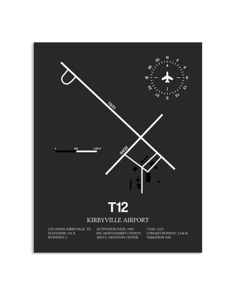 Gray Framed Kirbyville Airport layout wall art poster