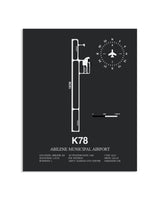 Gray Framed Abilene Municipal Airport layout wall art poster