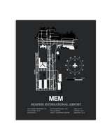 Gray Framed Memphis International Airport layout wall art poster
