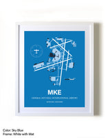 General Mitchell International Airport framed wall art in white frame with mat