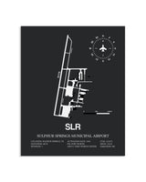 Gray Framed Sulphur Springs Municipal Airport layout wall art poster