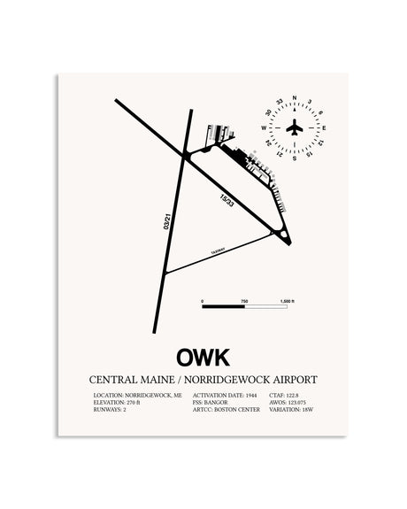 Gray Central Maine / Norridgewock Airport framed poster displayed in an airplane hangar