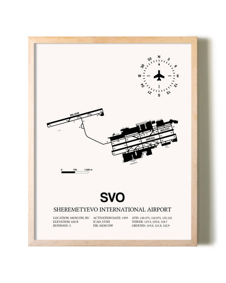 Sheremetyevo International Airport framed wall art in white frame