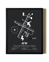 Unframed Appleton International Airport map print poster