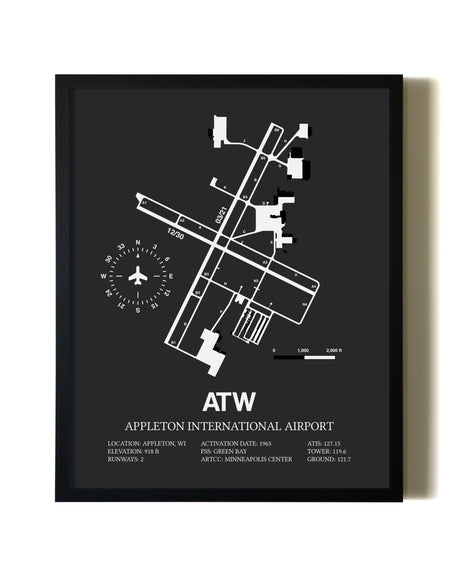 Unframed Appleton International Airport map print poster