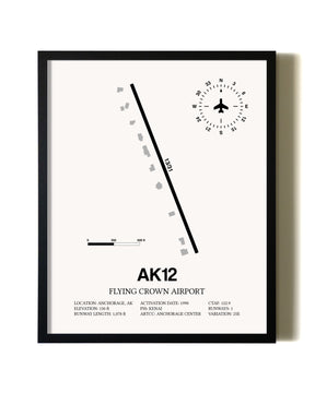 Framed Flying Crown Airport wall art poster in black frame