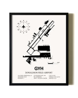 Framed Donaldson Field Airport wall art poster in black frame