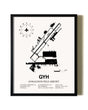 Framed Donaldson Field Airport wall art poster in black frame