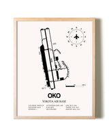 Yokota Air Base framed wall art in white frame